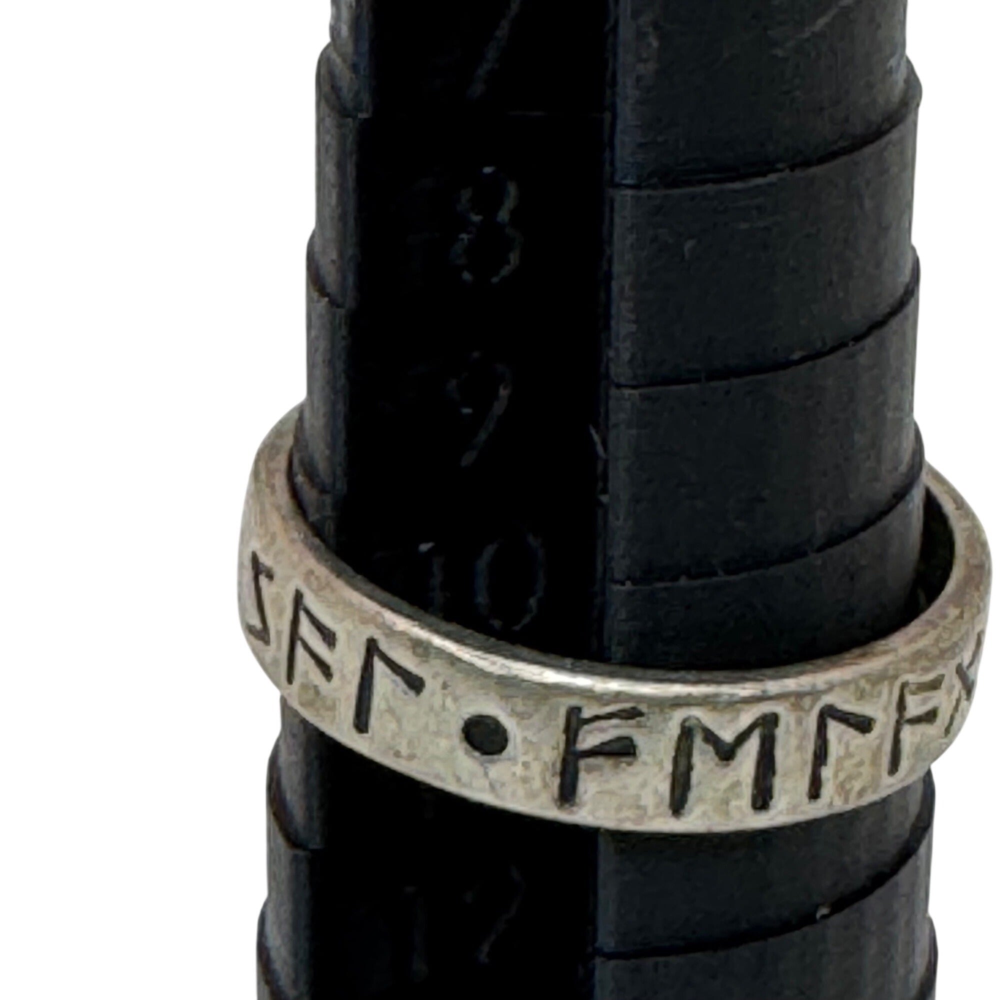 Sterling Silver Viking Runic Engraved Band Ring Vintage Size 10 Rune Mens Womens