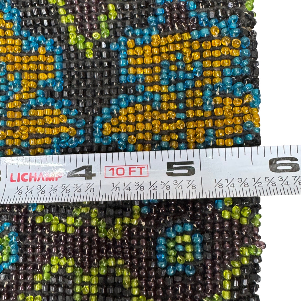 Antique Art Deco Hand-Beaded Drawstring Pouch Flapper Floral Clutch Purse READ