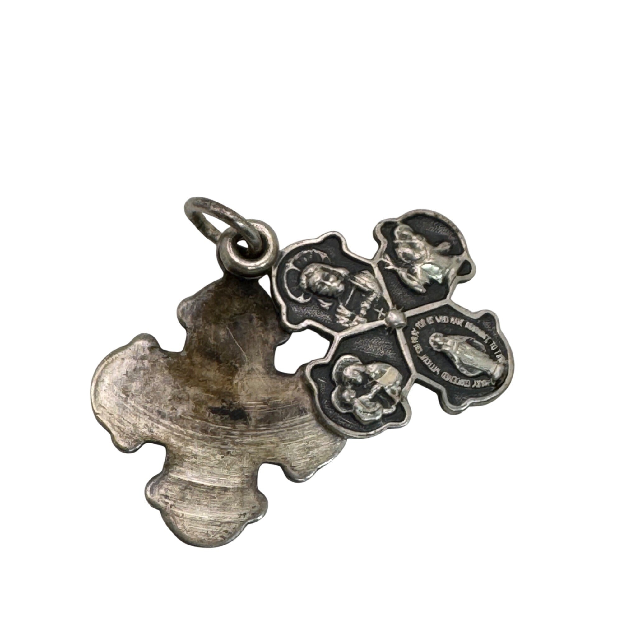 Creed 4 Way Sliding Cross Pendant Sterling Silver Catholic Cross 1" Charm Medal