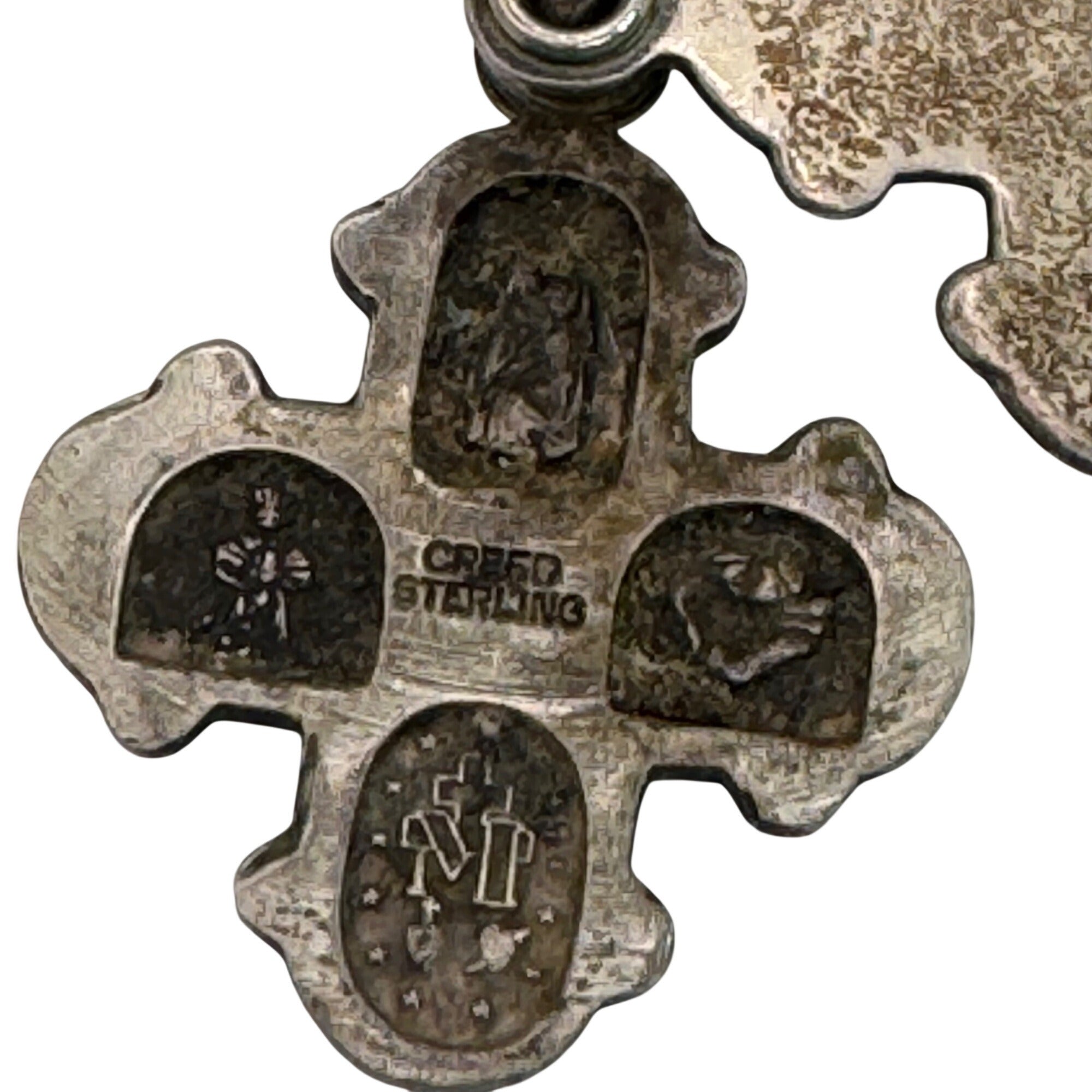Creed 4 Way Sliding Cross Pendant Sterling Silver Catholic Cross 1" Charm Medal