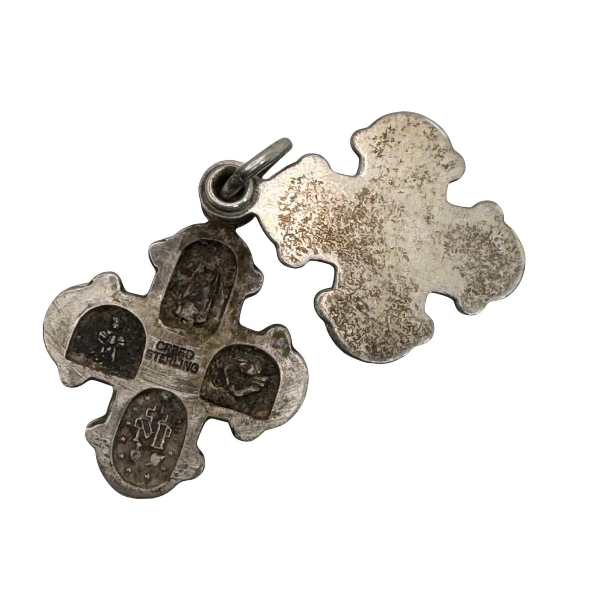 Creed 4 Way Sliding Cross Pendant Sterling Silver Catholic Cross 1" Charm Medal