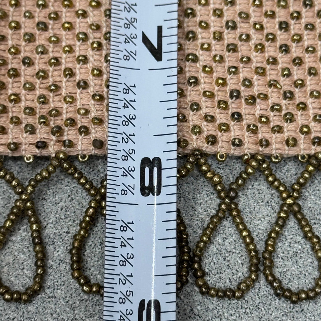 Antique 1920s Beaded Drawstring Evening Bag Change Coin Purse Gold White Rare