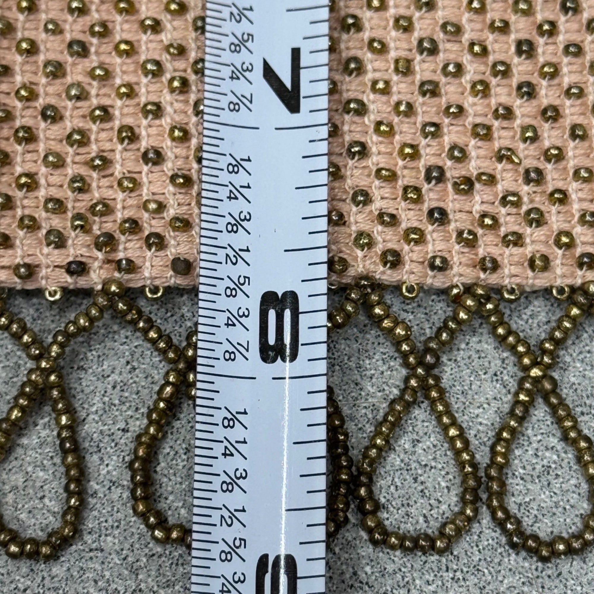 Antique 1920s Beaded Drawstring Evening Bag Change Coin Purse Gold White Rare