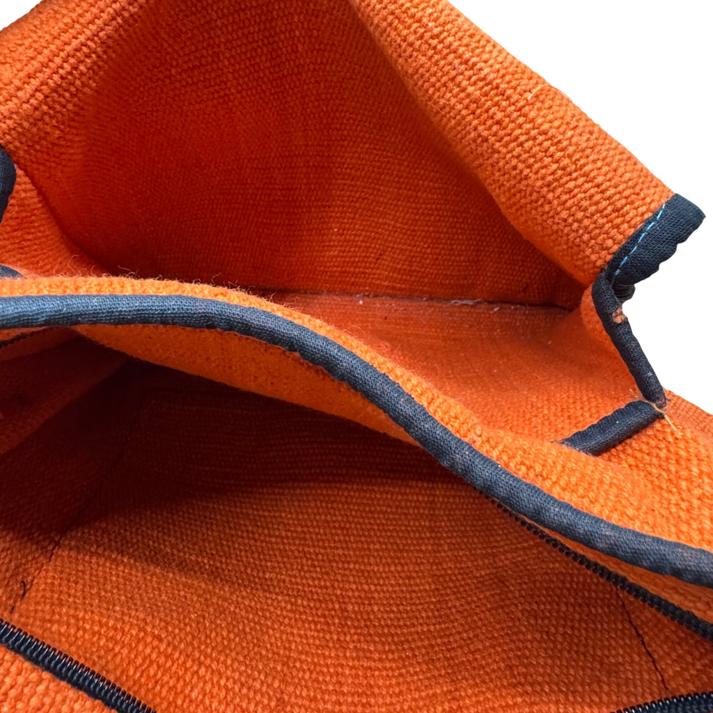 Vintage Boho Handwoven Orange Floral Flower Shoulder Crossbody Bag Embroidered