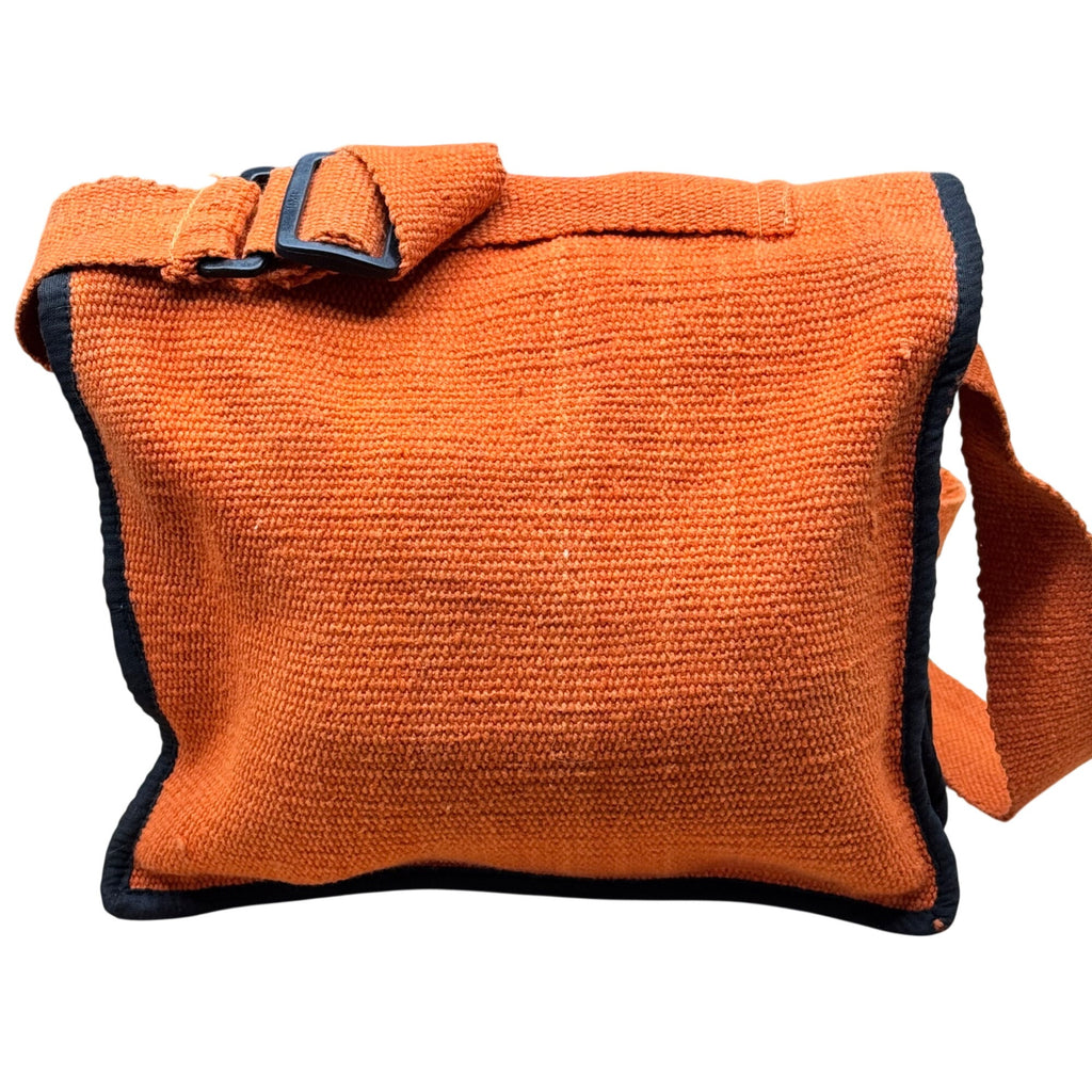 Vintage Boho Handwoven Orange Floral Flower Shoulder Crossbody Bag Embroidered