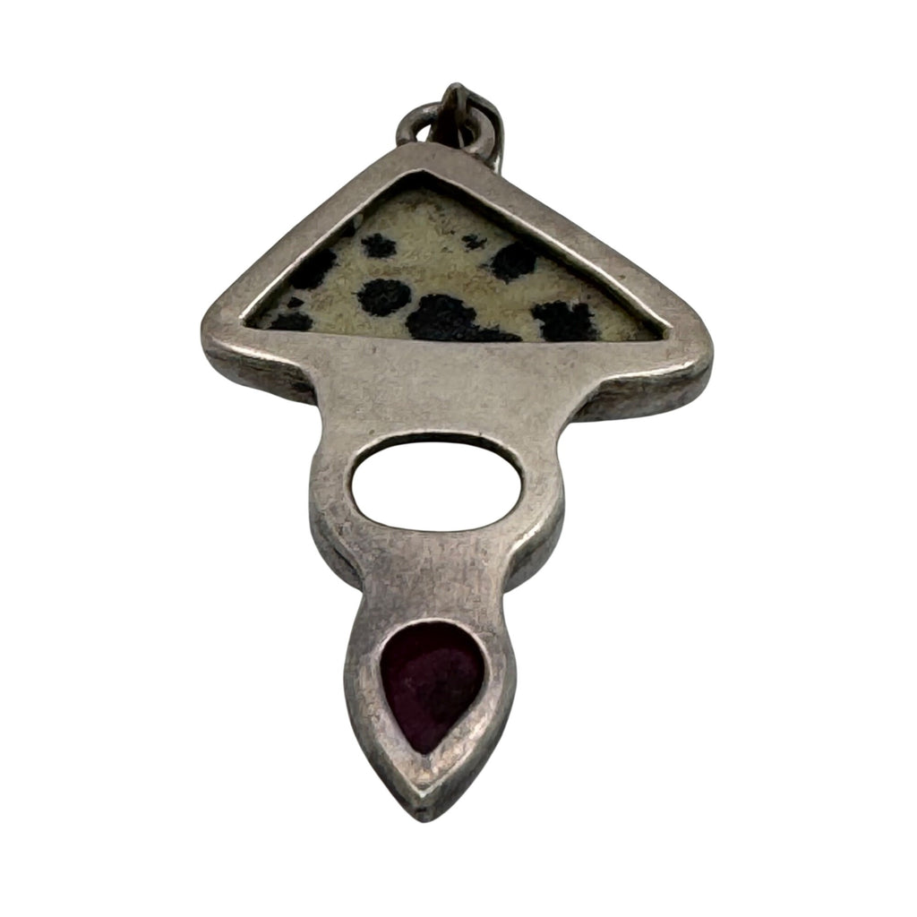 Vitnage Dalmatian Jasper Moonstone Garnet Sterling Silver Pendant Multi Gemstone