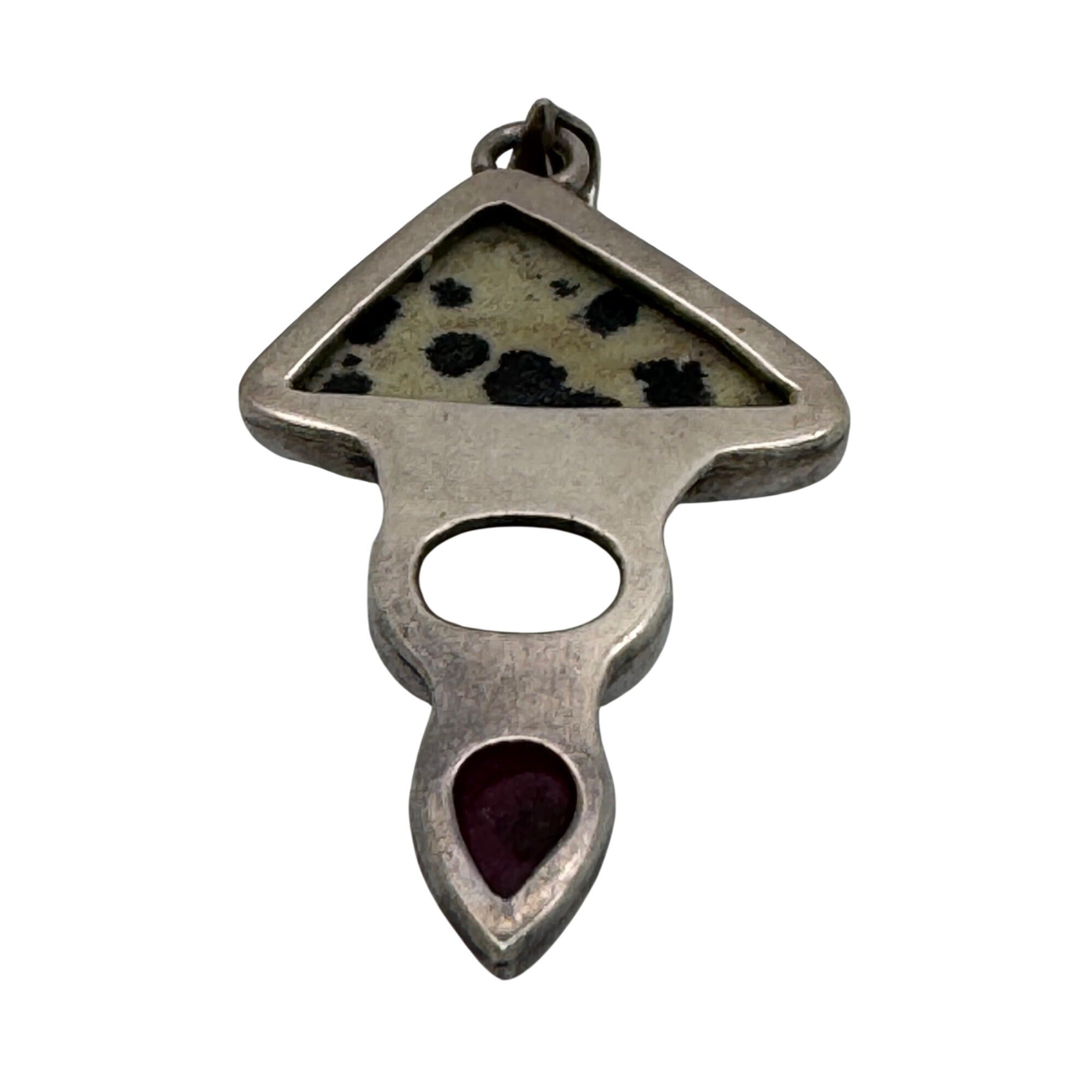 Vitnage Dalmatian Jasper Moonstone Garnet Sterling Silver Pendant Multi Gemstone