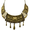 Egyptian Revival Brass Statement Necklace Collar Chandelier Modernist Vintage