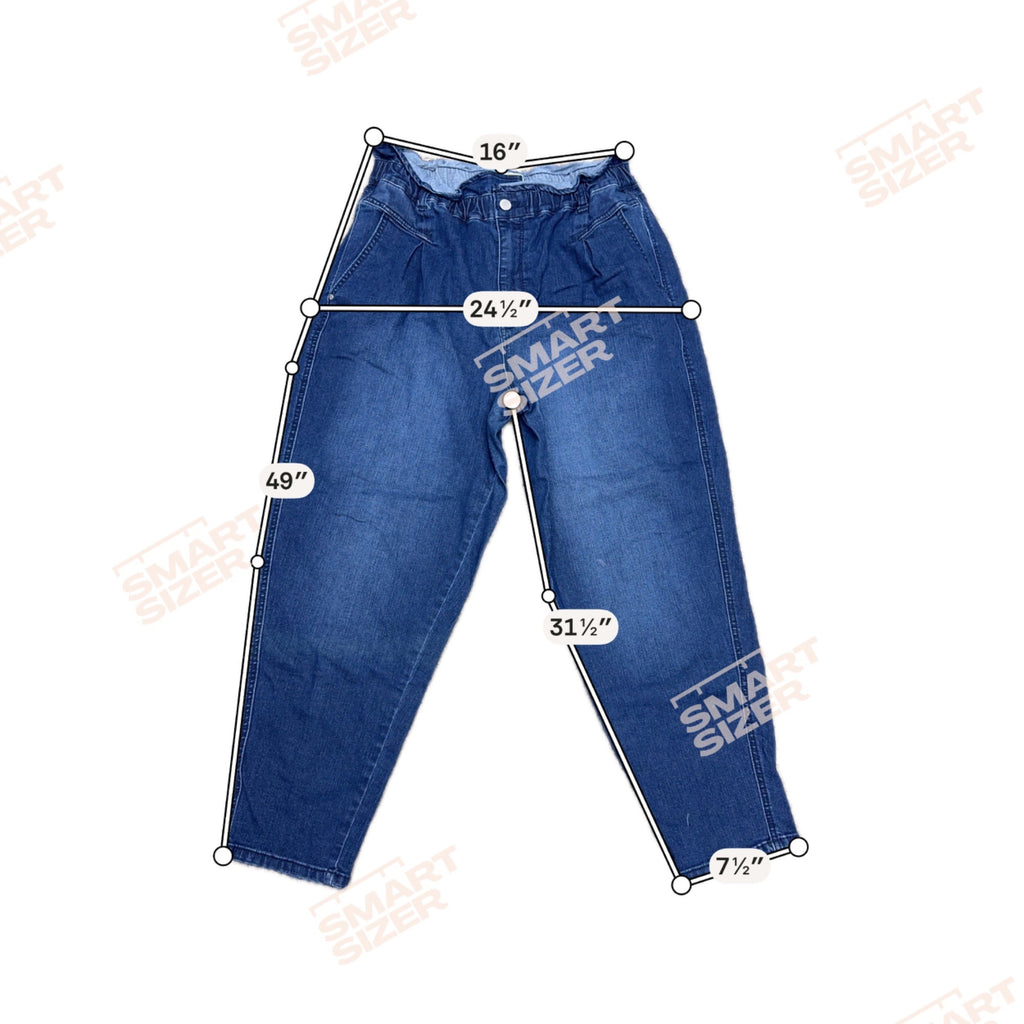 Vintage America Womens Paperbag Waist Denim Pants Size 16 Regular Blue Cotton