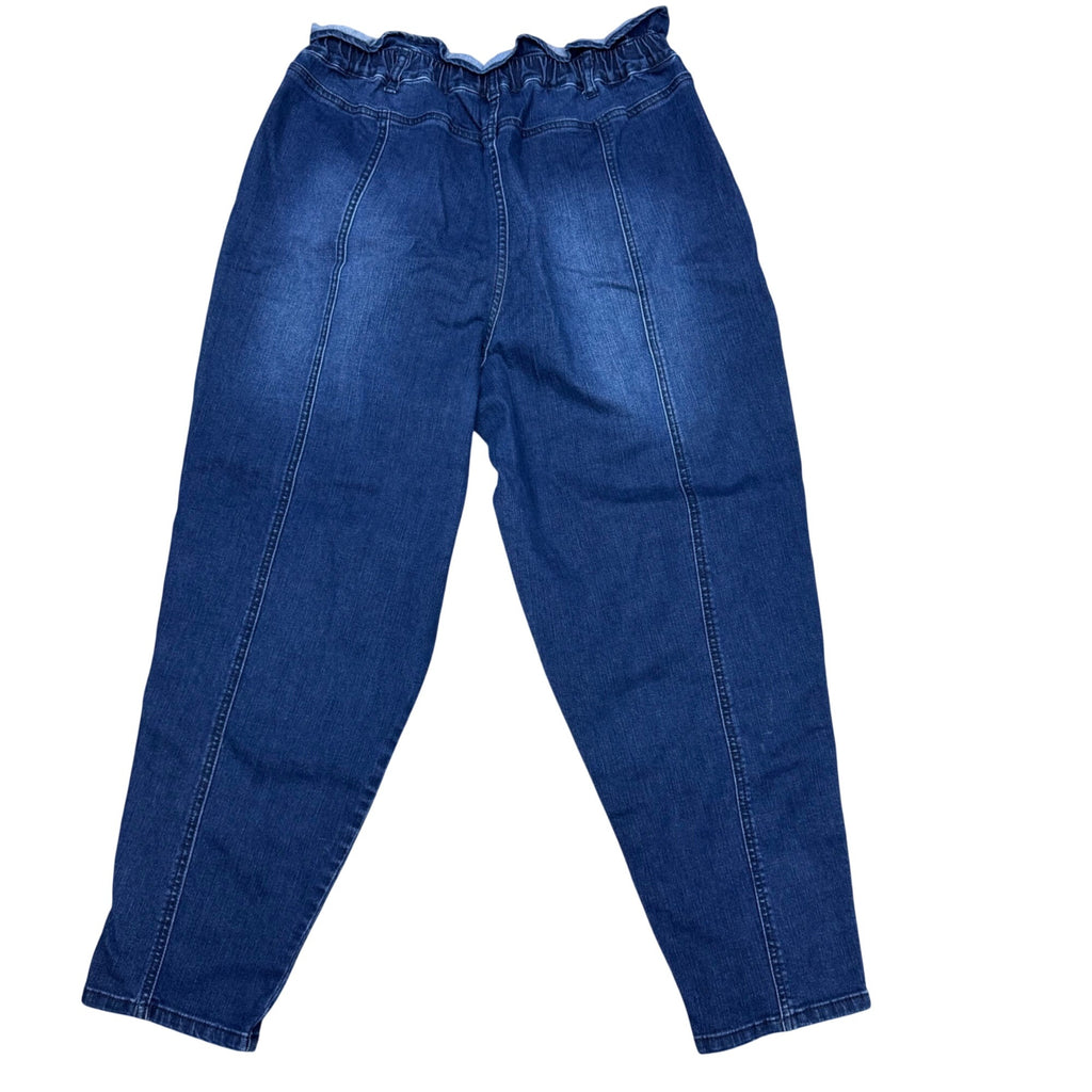 Vintage America Womens Paperbag Waist Denim Pants Size 16 Regular Blue Cotton