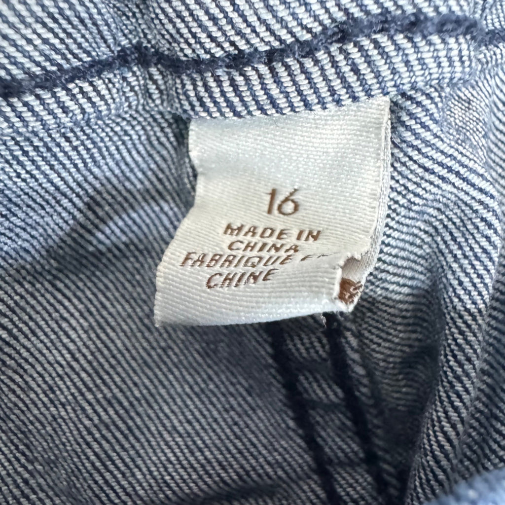 Vintage America Womens Paperbag Waist Denim Pants Size 16 Regular Blue Cotton