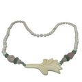 White Jade Beads Floral Pendant Necklace Green Adventurine Rose Quartz Pink 28"