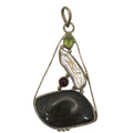 Abstract Sterling Silver Pendant Agate Baroque Pearl Peridot Garnet Artisan VTG