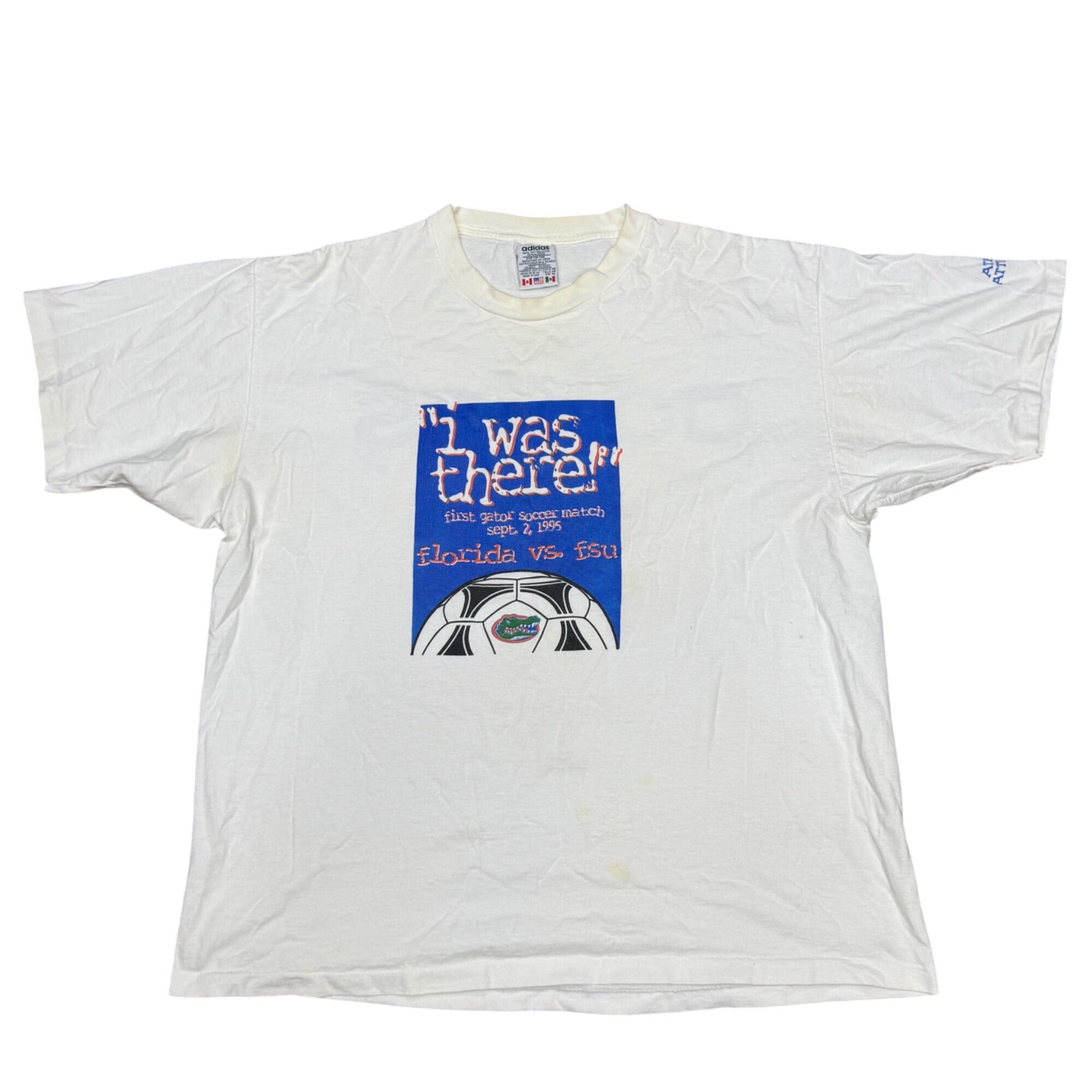Vintage Adidas Florida Gators 1995 First Soccer Match Tee XL White Vintage READ