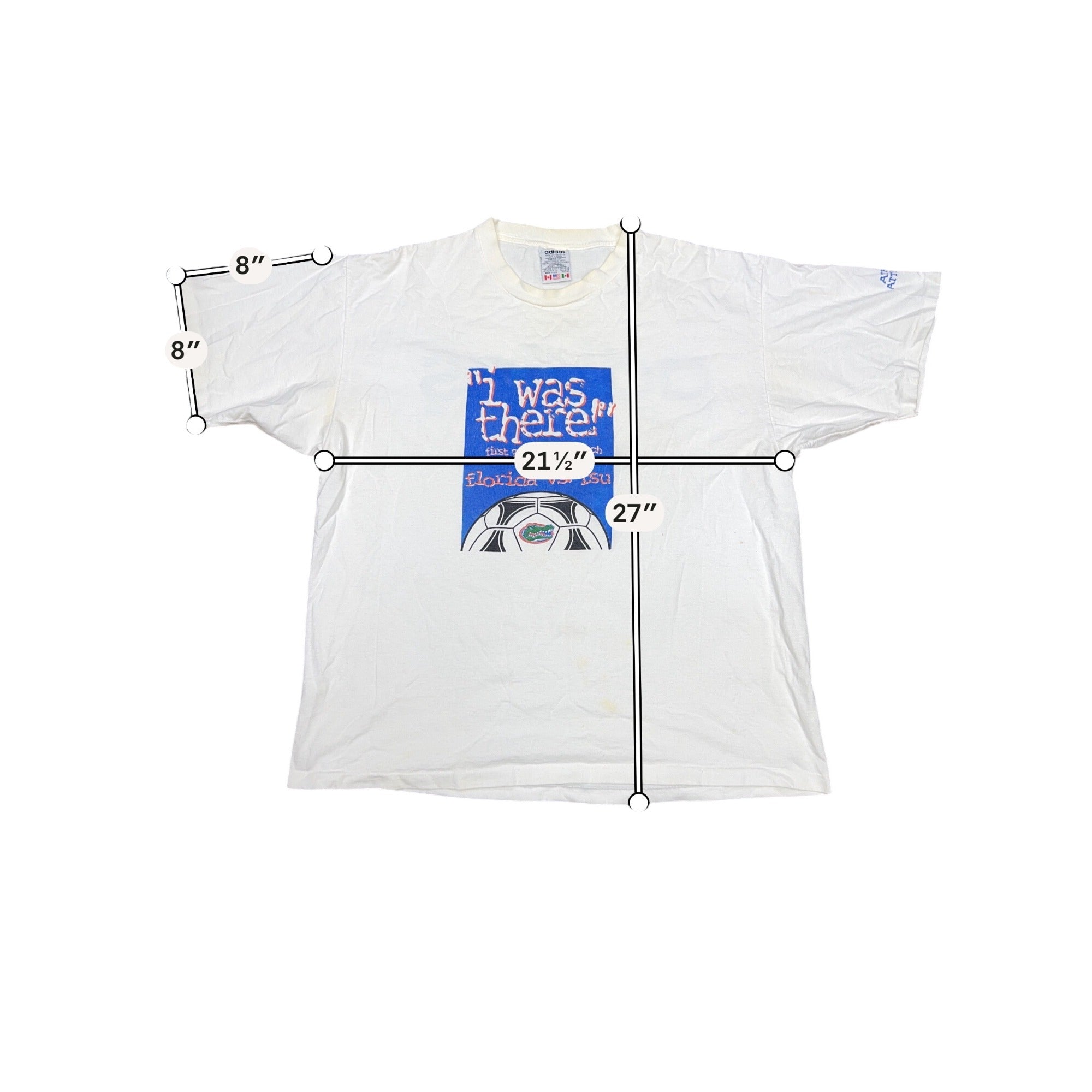 Vintage Adidas Florida Gators 1995 First Soccer Match Tee XL White Vintage READ