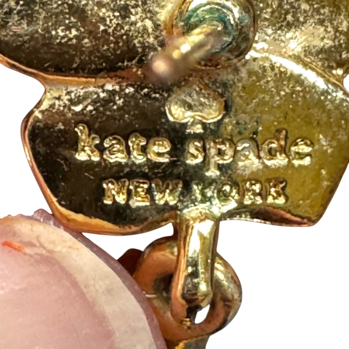 Kate Spade Flower Rhinestone Gold-Tone Crystal Drop Earrings Pierced Post Signed