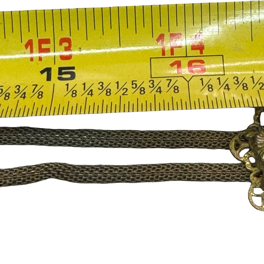 Vintage Miriam Haskell Gold Tone Lion Head Bolo Necklace Tie Chain Mesh 16" RARE