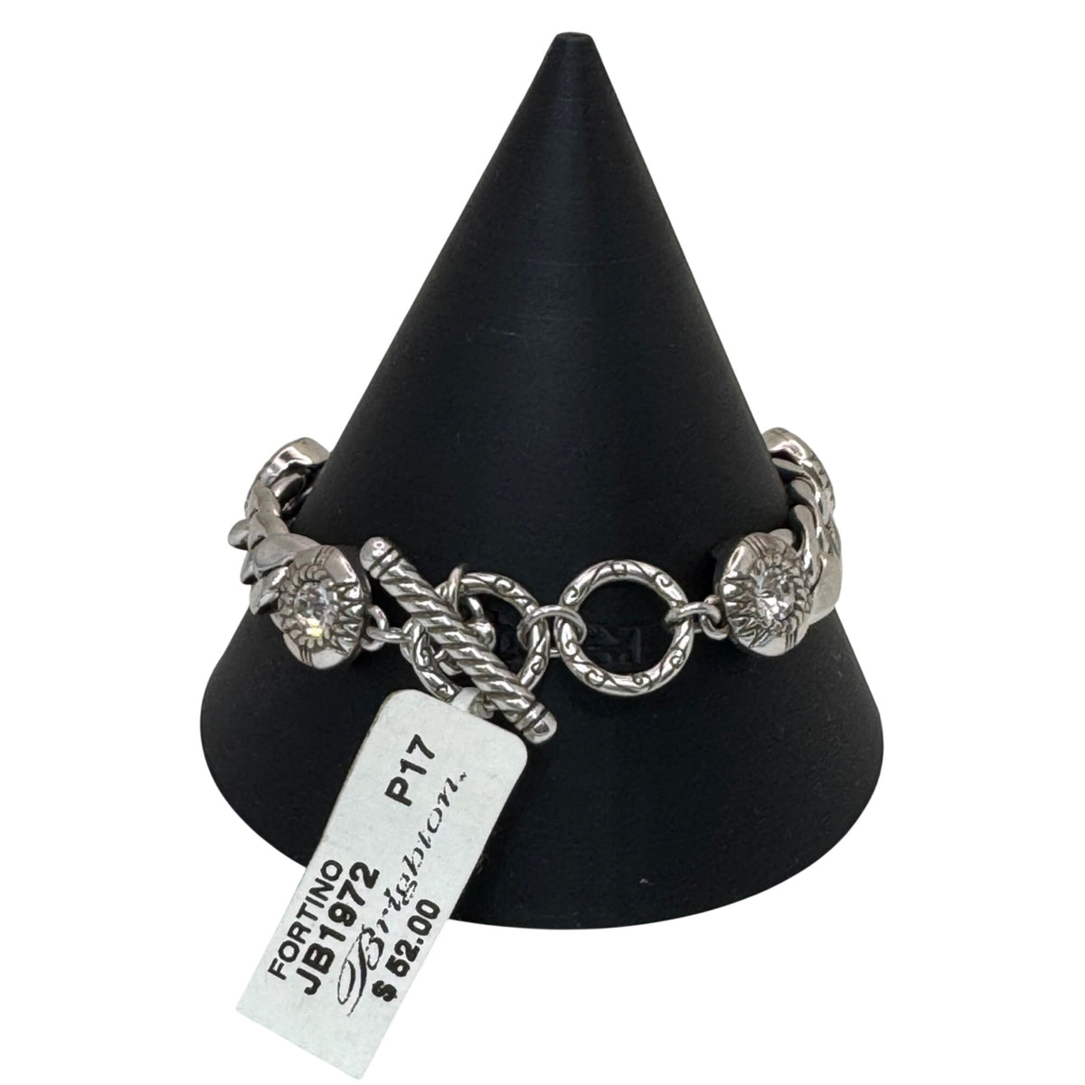 NEW Brighton Fortino Bracelet Silver Plated Crystal Curb Link 7" 8" Retired