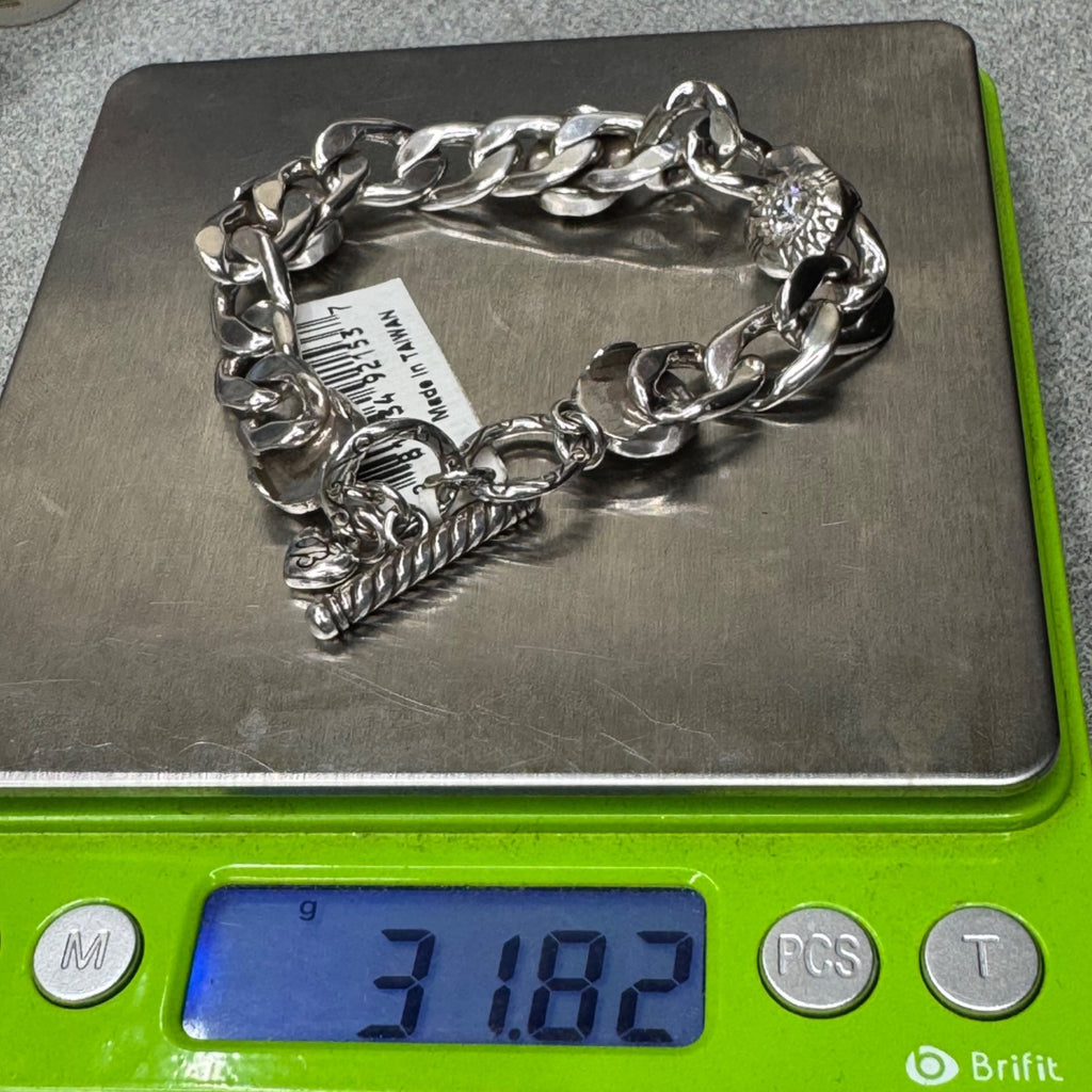 NEW Brighton Fortino Bracelet Silver Plated Crystal Curb Link 7" 8" Retired
