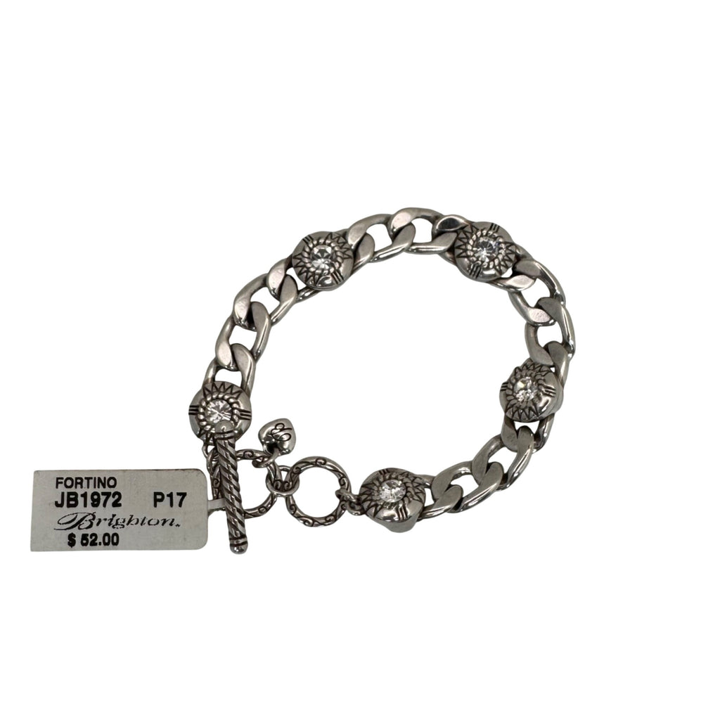 NEW Brighton Fortino Bracelet Silver Plated Crystal Curb Link 7" 8" Retired
