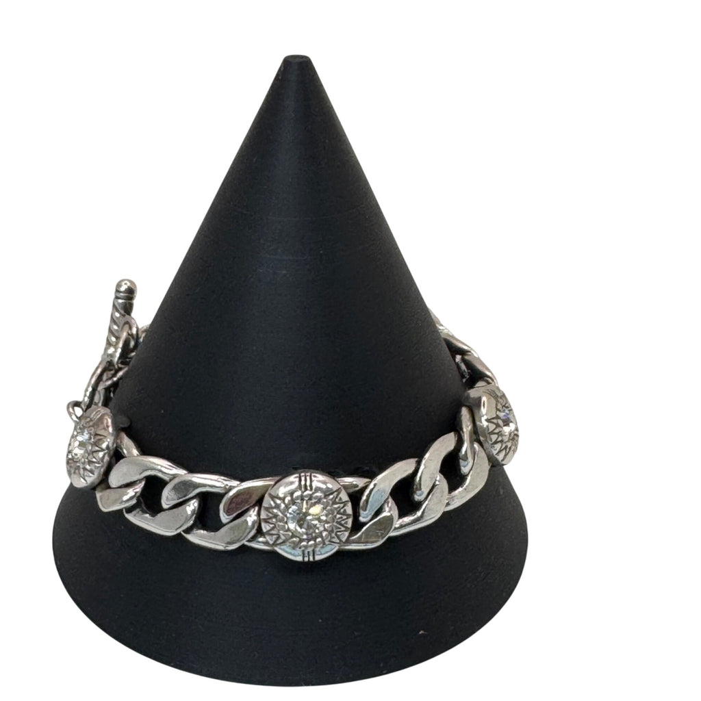 NEW Brighton Fortino Bracelet Silver Plated Crystal Curb Link 7" 8" Retired