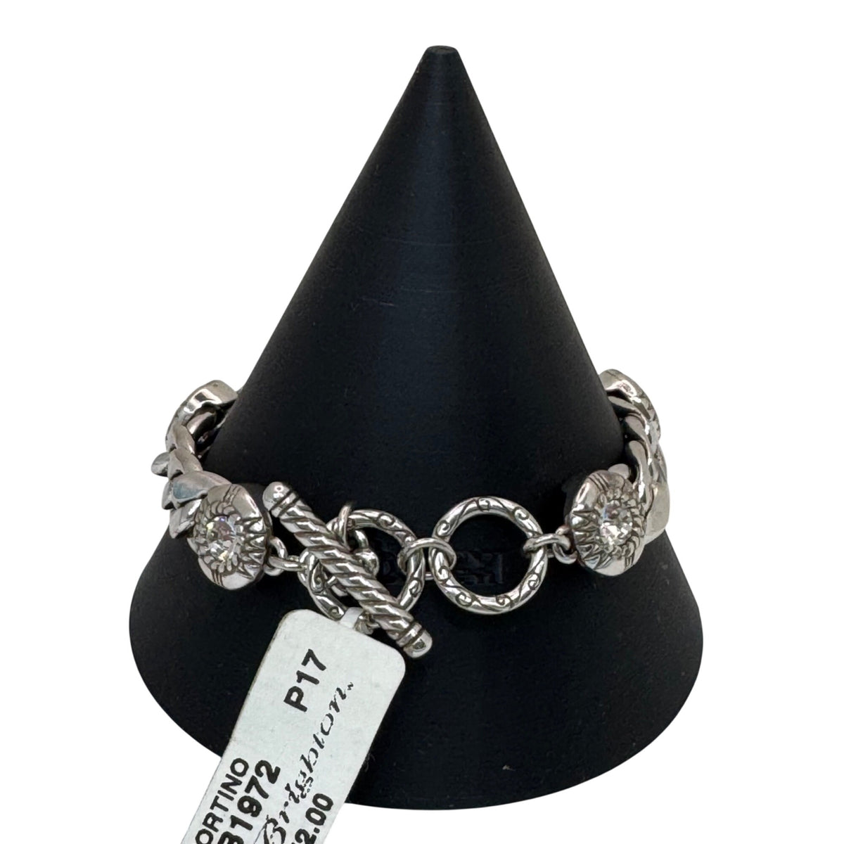 NEW Brighton Fortino Bracelet Silver Plated Crystal Curb Link 7" 8" Retired
