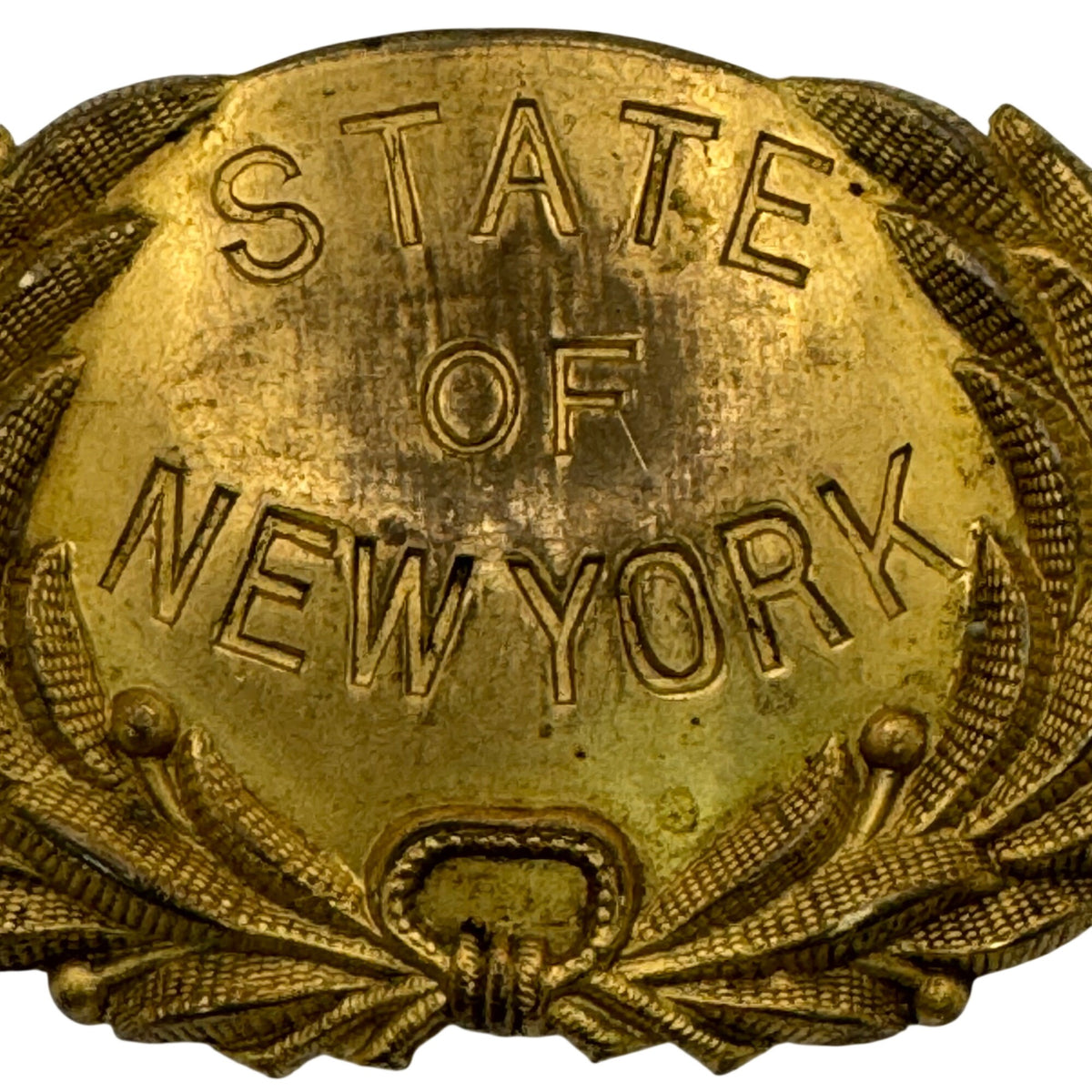 Antique Brass State Of New York Badge Insignia By Braxmar NY 15.81g Oval Laurel
