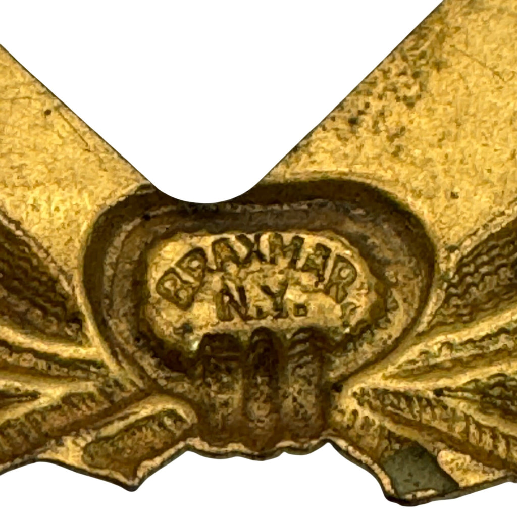 Antique Brass State Of New York Badge Insignia By Braxmar NY 15.81g Oval Laurel