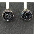 Vintage Miriam Haskell Black Beaded Clip-On Screw Back Earrings Signed Art Deco