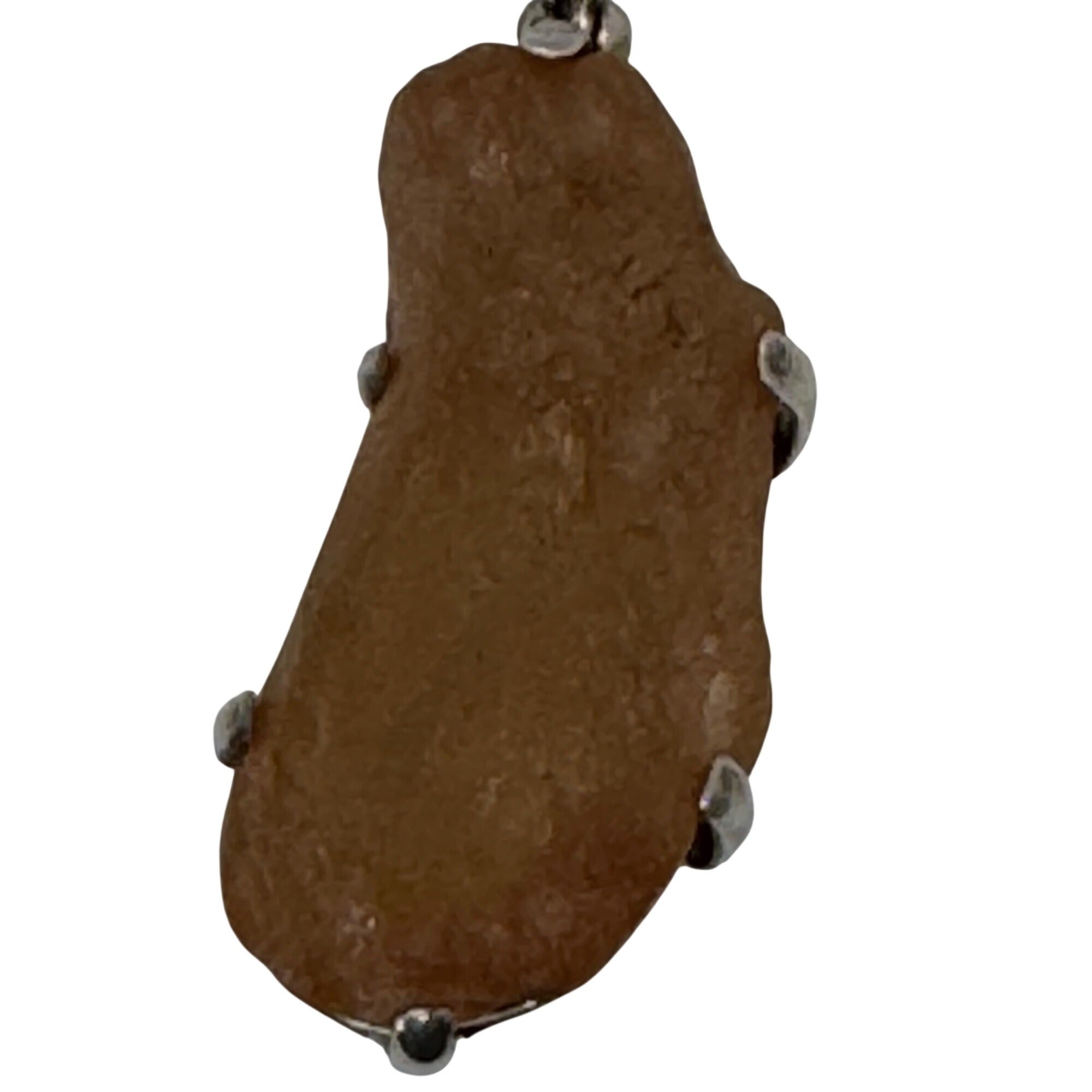 Raw Amber ? Stone Pendant Sterling Silver Setting Rustic Brown 1.25” Shukra Mani