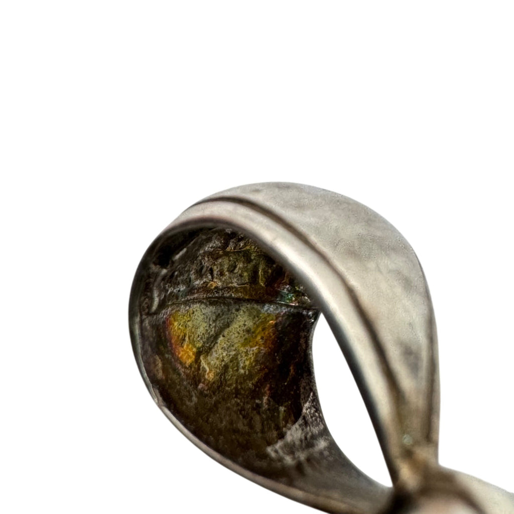 Raw Amber ? Stone Pendant Sterling Silver Setting Rustic Brown 1.25” Shukra Mani