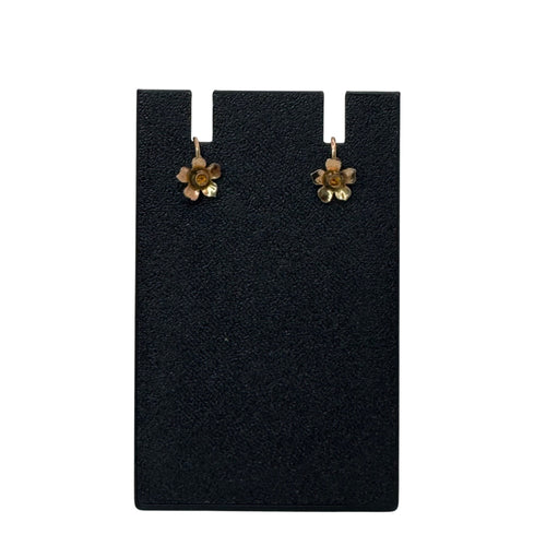 Antique Flower Screw Back Earrings Amber Glass Center Vintage Sterling Silver