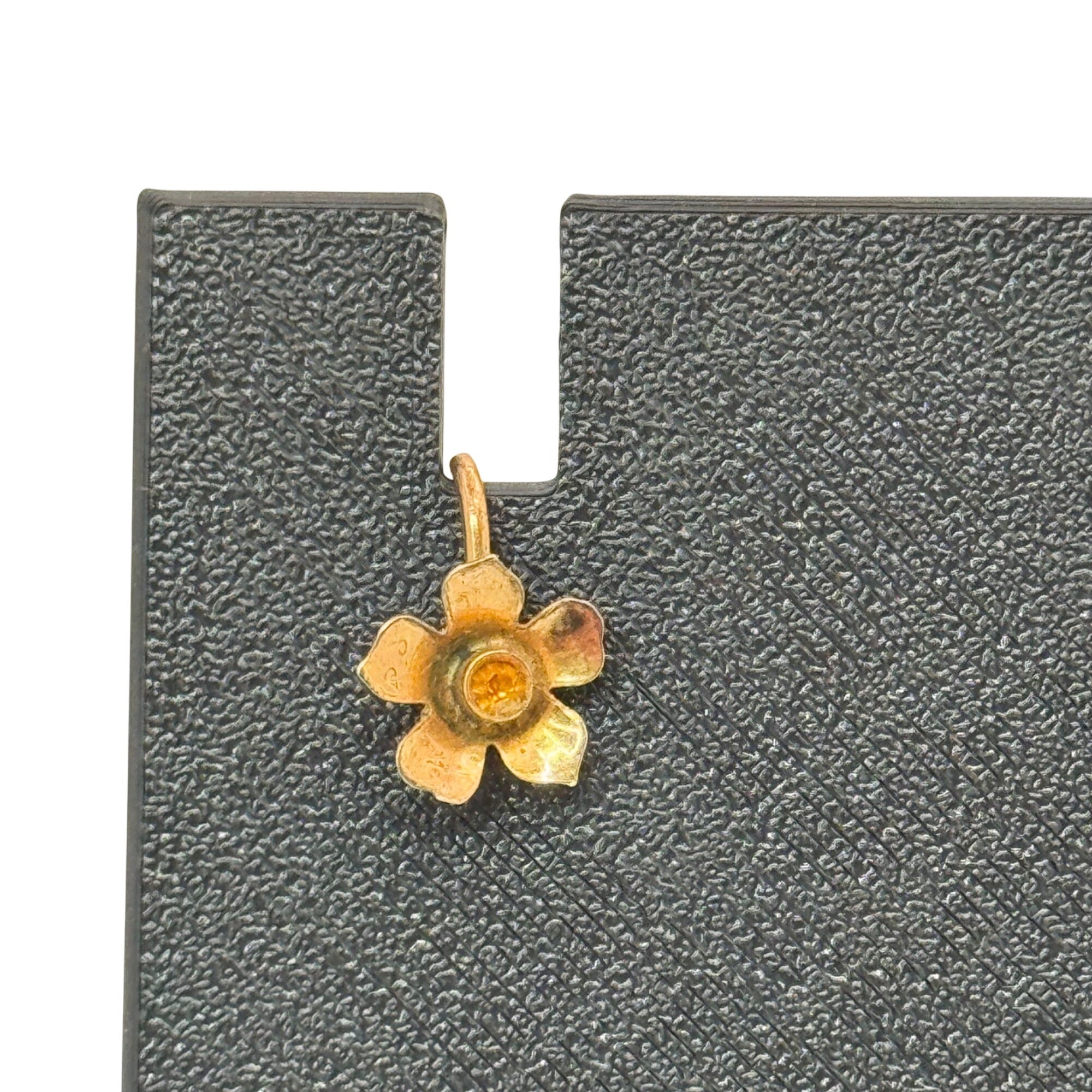 Antique Flower Screw Back Earrings Amber Glass Center Vintage Sterling Silver