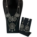 Brighton Medallion Statement Set SilverTone Mandala Necklace Drop Earrings Pouch
