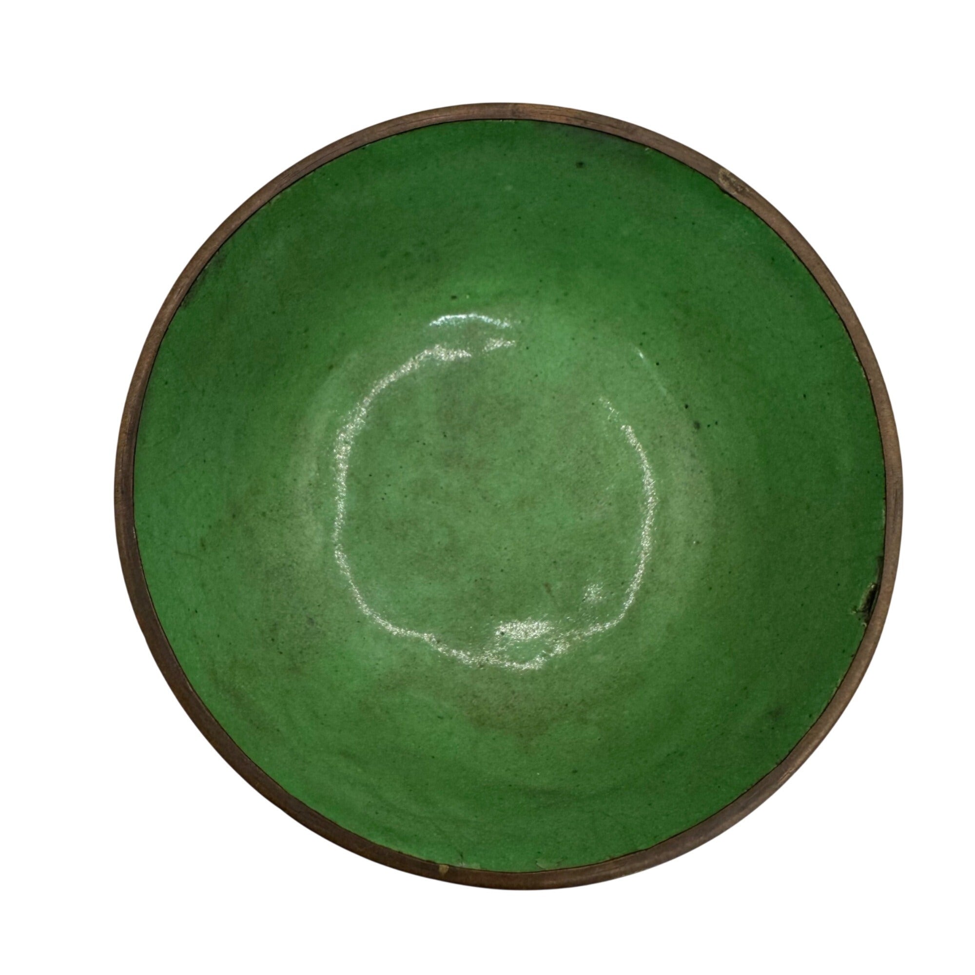 Vintage Cloisonné Bowl Jewelry Trinket Dish Floral Motif & Green Signed China 4"