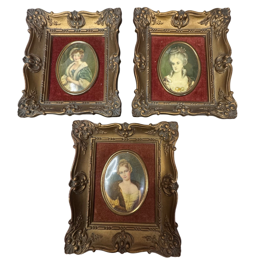 Cameo Creations Framed PortraitsVintage Lot Set Of 3  Ornate Gold Frames Oval