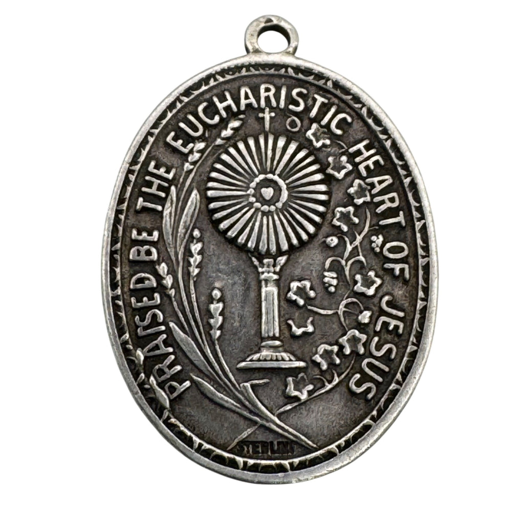 Our Lady Of The Blessed Sacrament Succour Sterling Silver Medal Pendant 1" Oval