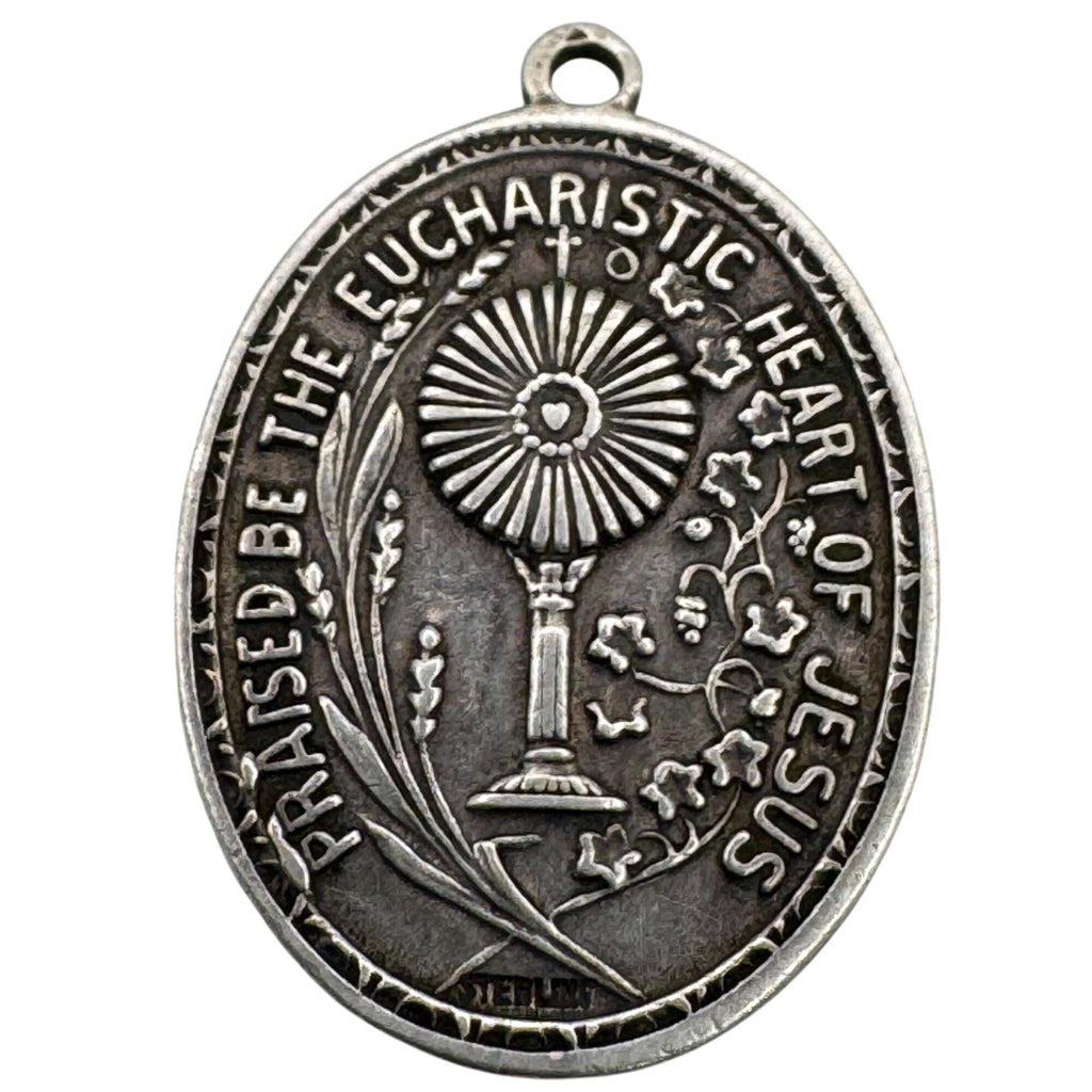 Our Lady Of The Blessed Sacrament Succour Sterling Silver Medal Pendant 1" Oval