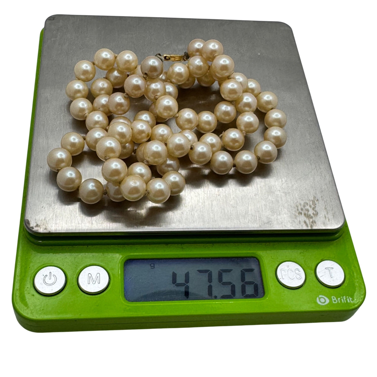 14k Gold Clasp Pearl Necklace Vintage Faux Classic Prom Wedding 22" White Beads