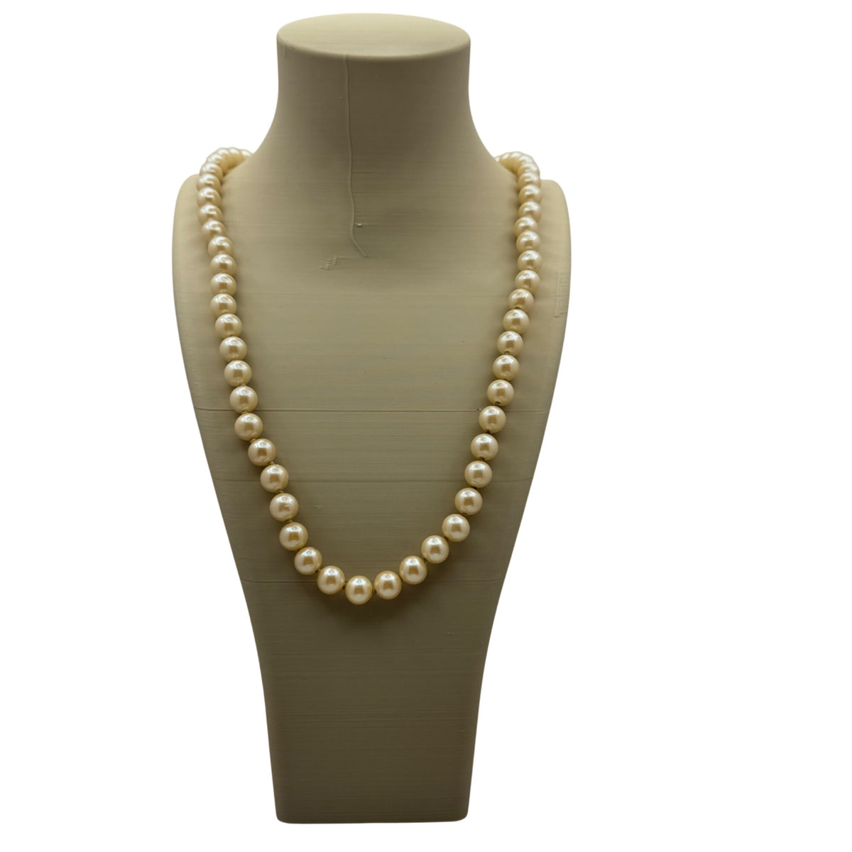 14k Gold Clasp Pearl Necklace Vintage Faux Classic Prom Wedding 22" White Beads
