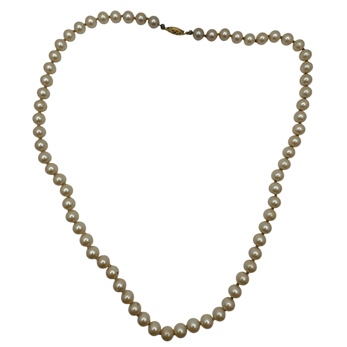 14k Gold Clasp Pearl Necklace Vintage Faux Classic Prom Wedding 22" White Beads