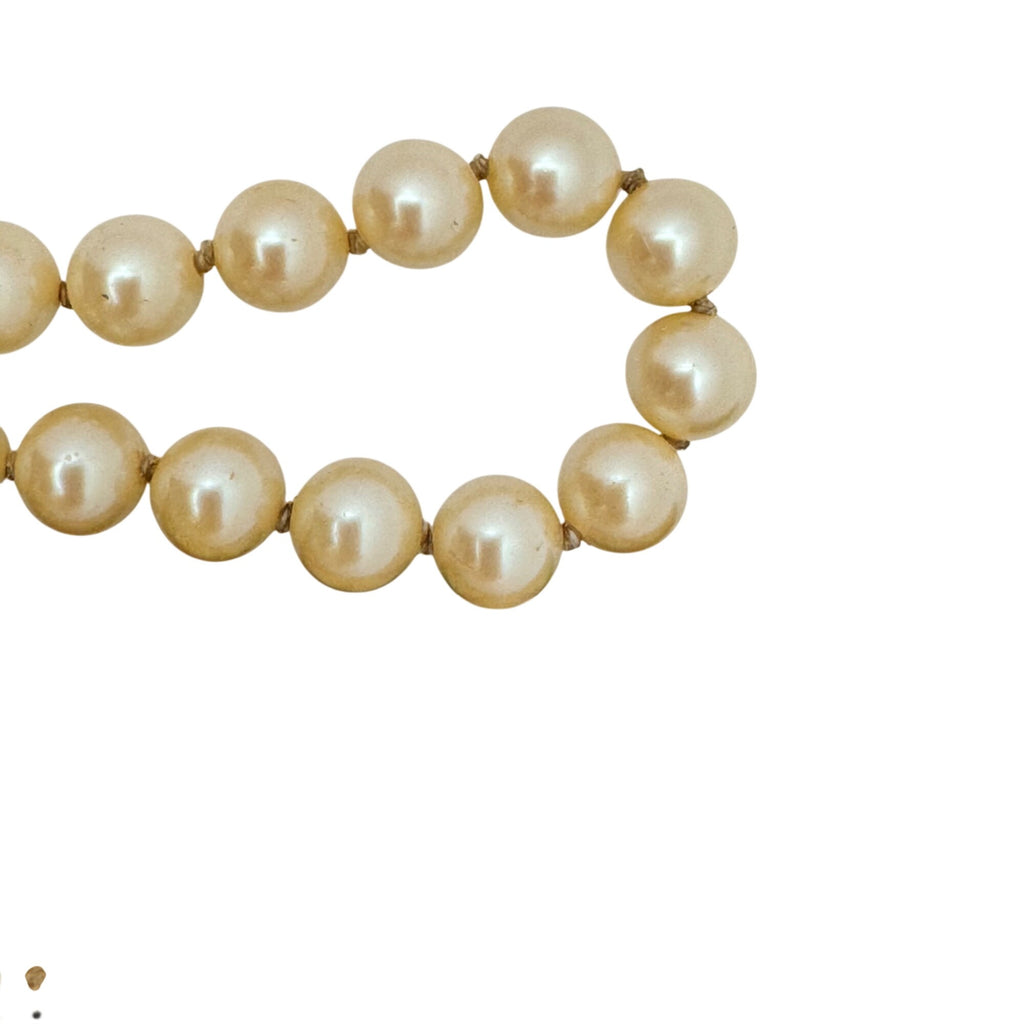 14k Gold Clasp Pearl Necklace Vintage Faux Classic Prom Wedding 22" White Beads