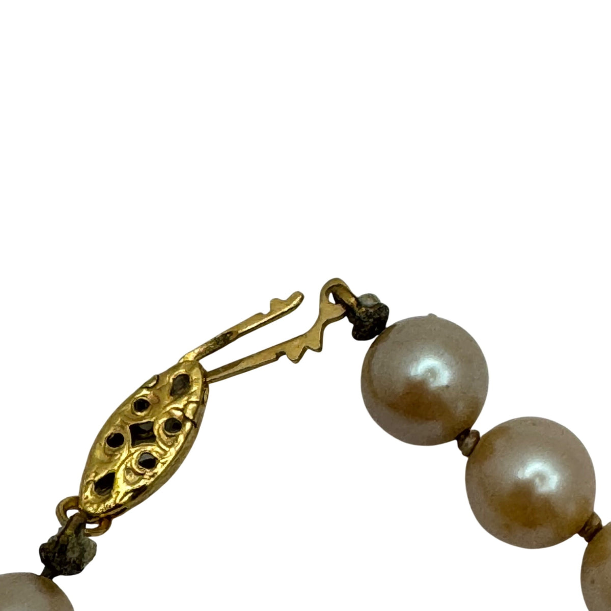 14k Gold Clasp Pearl Necklace Vintage Faux Classic Prom Wedding 22" White Beads