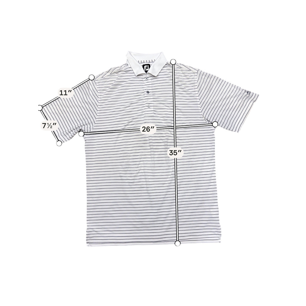 FootJoy Mens Large White Black Casual Striped Golf Polo Shirt Lightweight Sport