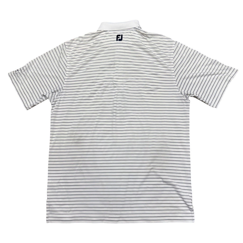 FootJoy Mens Large White Black Casual Striped Golf Polo Shirt Lightweight Sport