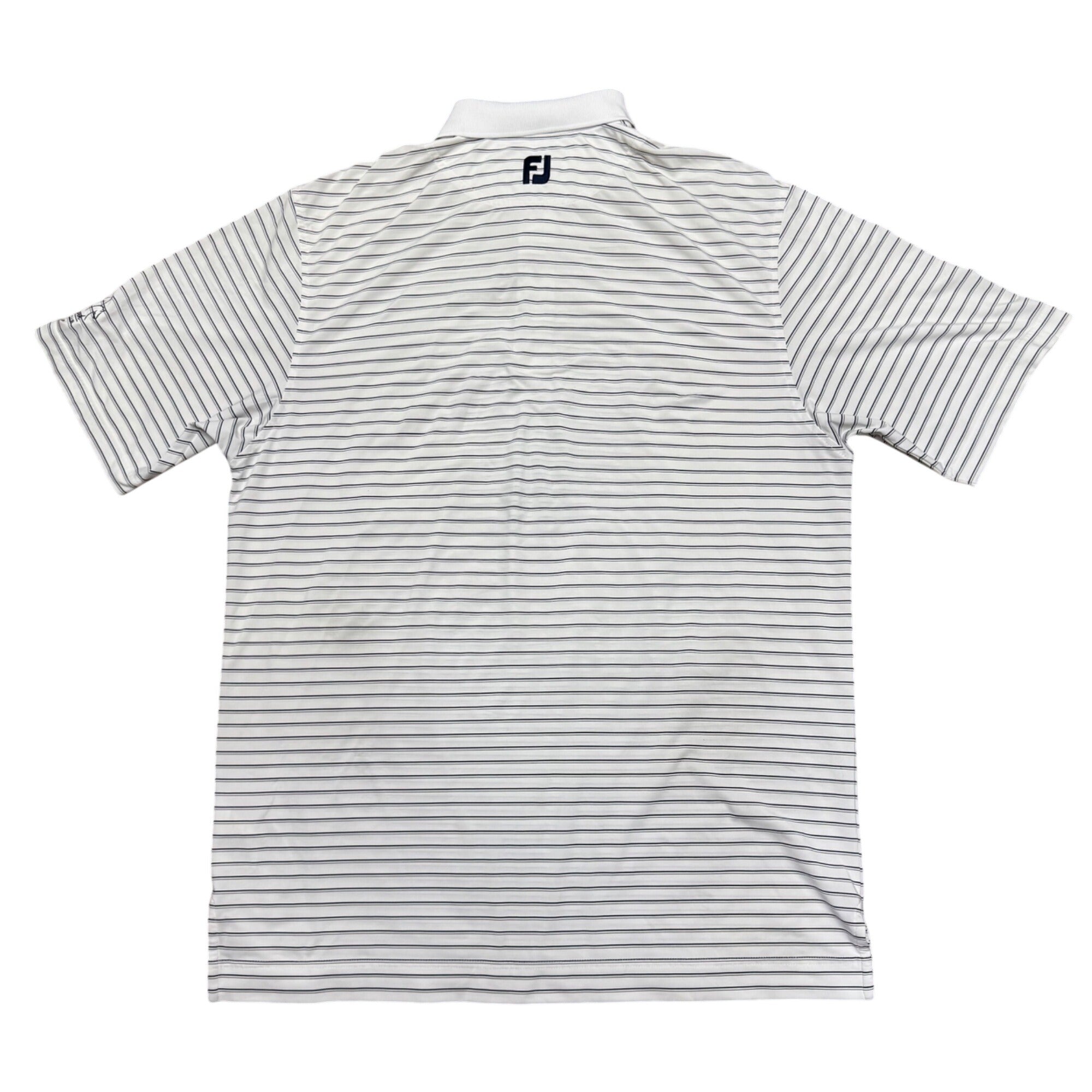 FootJoy Mens Large White Black Casual Striped Golf Polo Shirt Lightweight Sport
