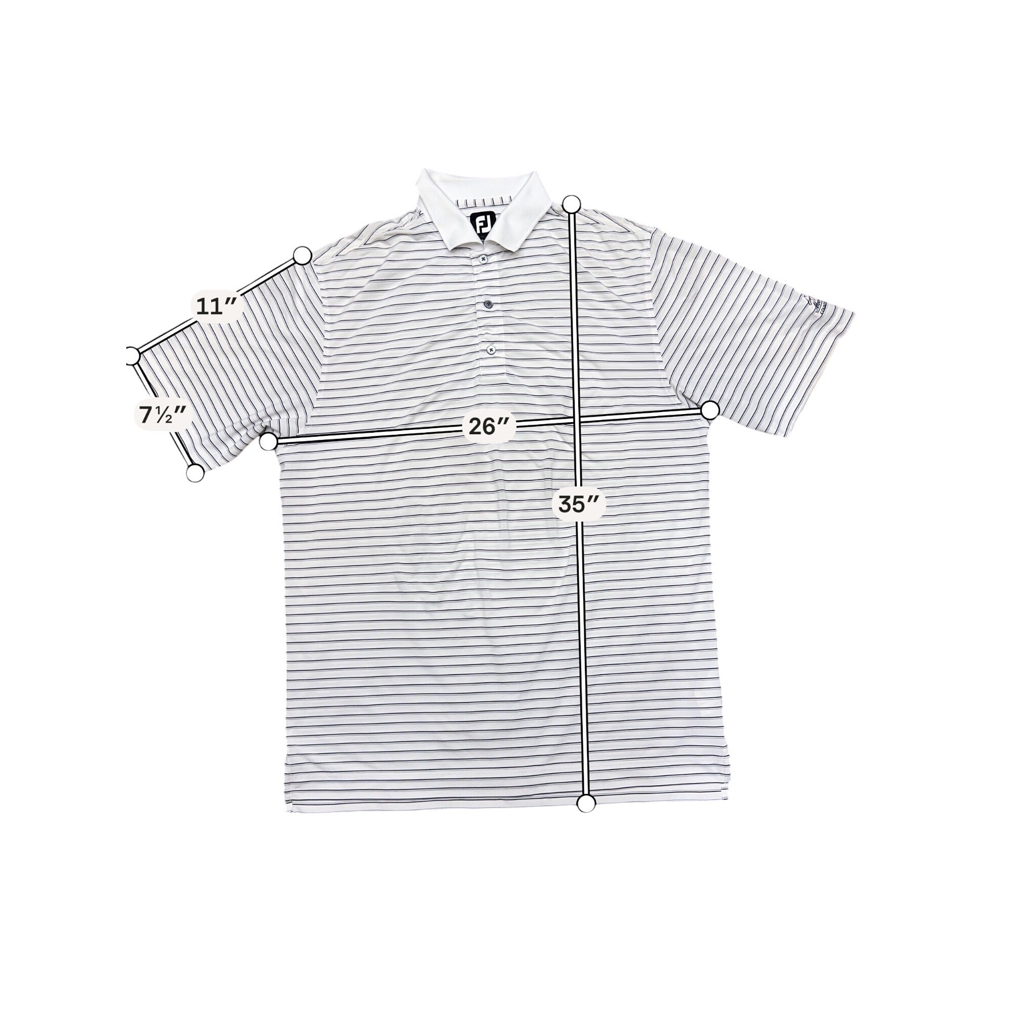 FootJoy Mens Large White Black Casual Striped Golf Polo Shirt Lightweight Sport