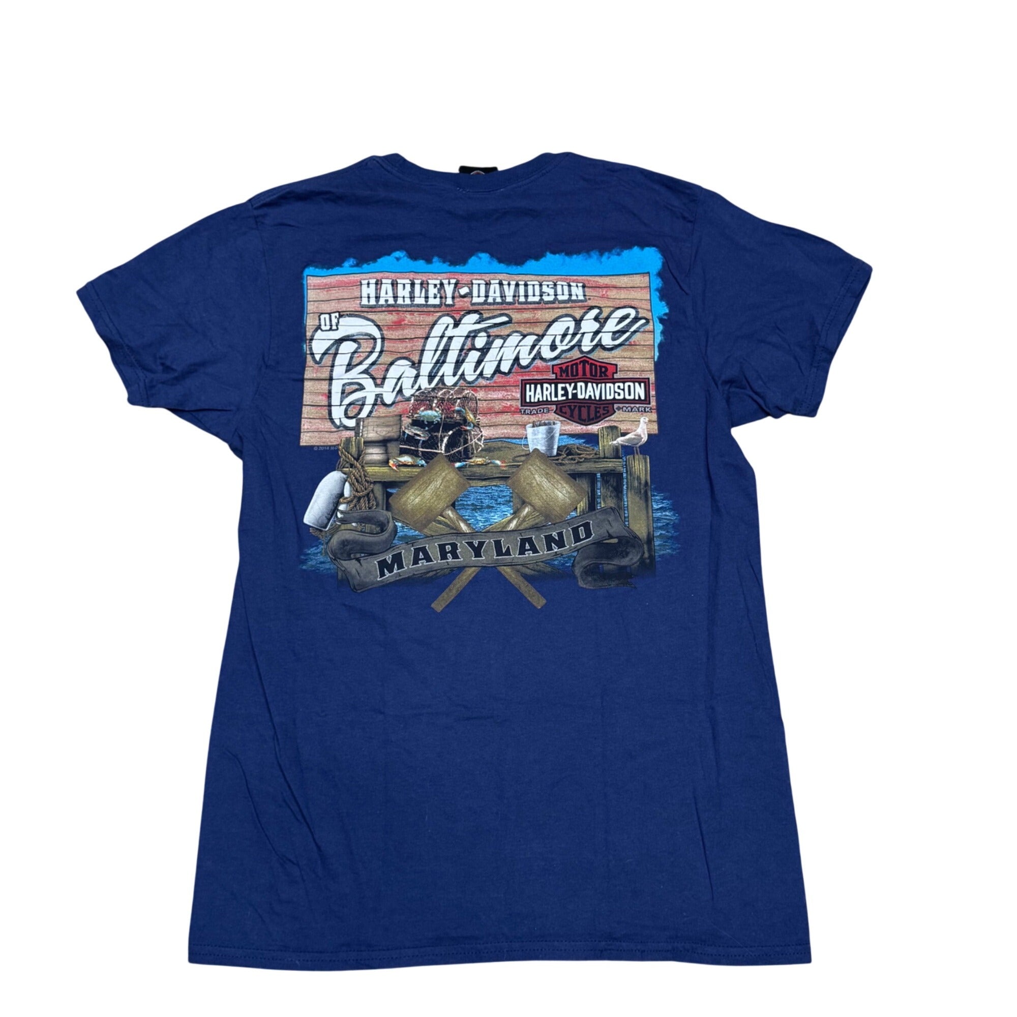 Harley-Davidson Blue Crab Graphic T-Shirt Baltimore Maryland Design Size XL
