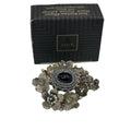 Rare DeNicola Vintage Flower Brooch 3d Black Cabochon & Rhinestones 2” Art Deco