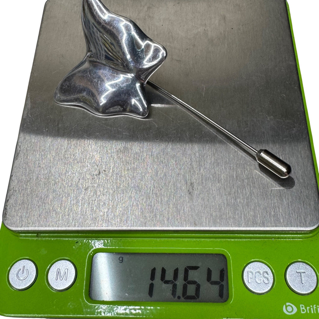 Hoselton Canada 181 Butterfly Aluminum art Sculpture stick Pin Signed Brooch 3"